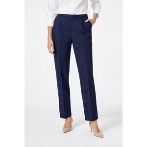 Lafayette 148 New York Irving Trousers Women's 6 Navy Blue Virgin Wool Stretch